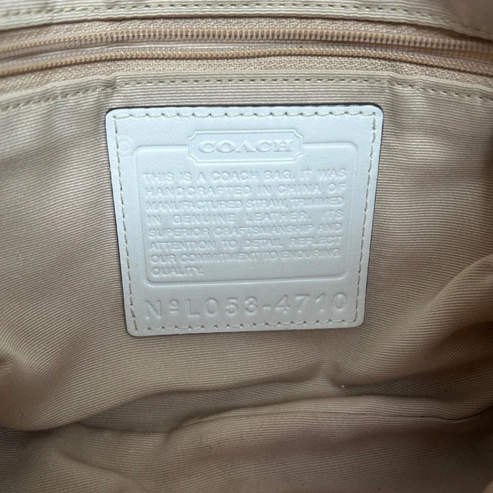 COACH Vintage L053-4710 Canvas & Leather Shoulder Bag‎ Beige Braided Strap Hobo